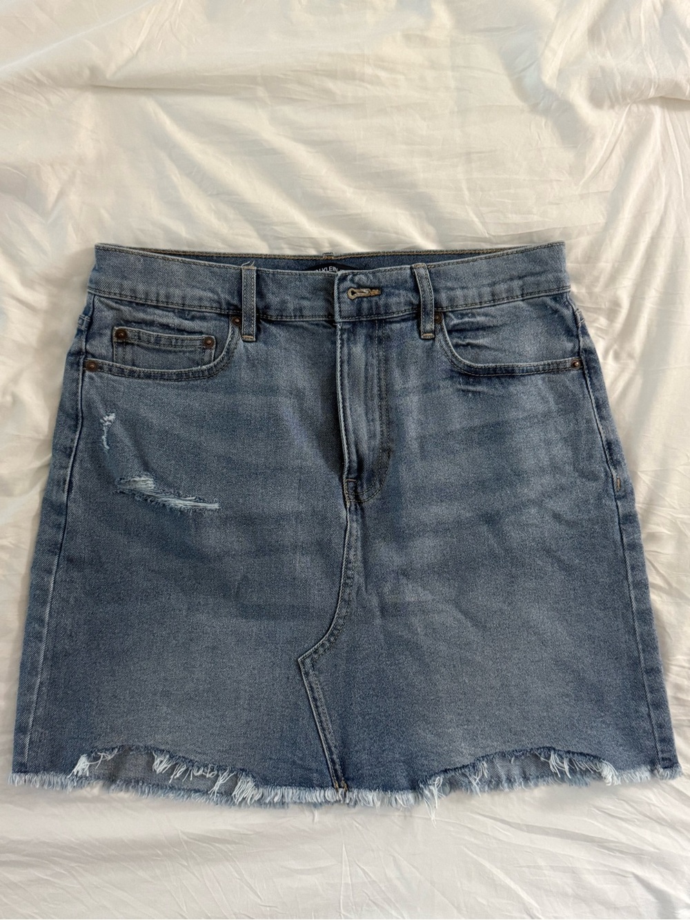 Calvin Klein Jeans Distressed Light Blue Denim Mini Skirt